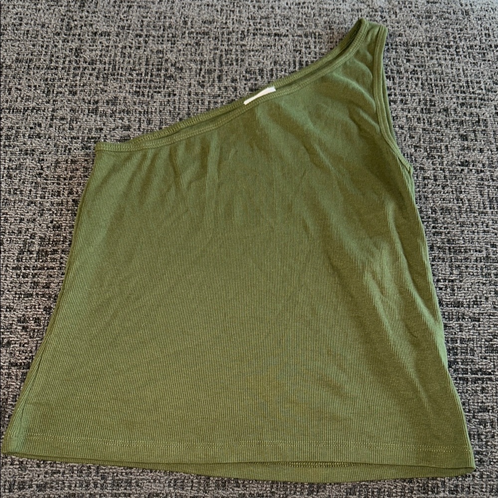 Olive Green One-Shoulder Women's Top